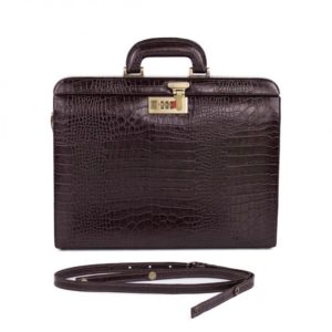 Maleta Feminina Provence - Couro Jacaré Marrom/Forro Veludo CC 10x sem juros ou 15% desconto a vista