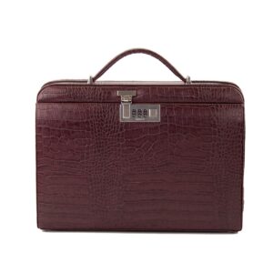 Maleta Médica Florença - Couro Jacaré Burgundy/Forro Veludo CC 10x sem juros/Pix 15%desconto