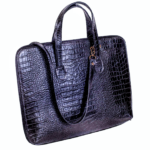 Pasta Notebook Paris - Couro croco preto CC 10x sem juros/Pix 15% desconto