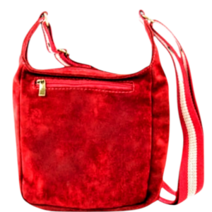Bolsa feminina modelo Bergamo em couro bovino camurça Vermelho, alça tiracolo, CC 10xsem juros /Pix 15%desconto