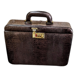 Maleta Médica Veneza - Couro Jacaré Marrom/Forro veludo CC 10x sem juros/Pix 15%desconto