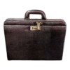 Maleta Notebook Milano - Couro Jacaré Marrom/Forro Xadrez Cc 10x sem juros/Pix 15% desconto