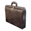 Maleta Notebook Milano - Couro Jacaré Marrom/Forro Xadrez Cc 10x sem juros/Pix 15% desconto - Image 4