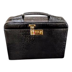 Maleta Médica Cannes - Couro Jacaré Preto/Forro Veludo CC 10x sem juros/Pix 15% desconto