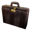 Maleta Notebook Genova - Couro Jacaré Marrom/Forro Xadrez CC 10x sem juros/Pix 15%desconto