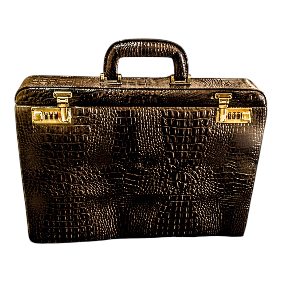 Maleta Notebook Napole - Couro Jacaré Marrom CC 10x sem juros/Pix 15% desconto