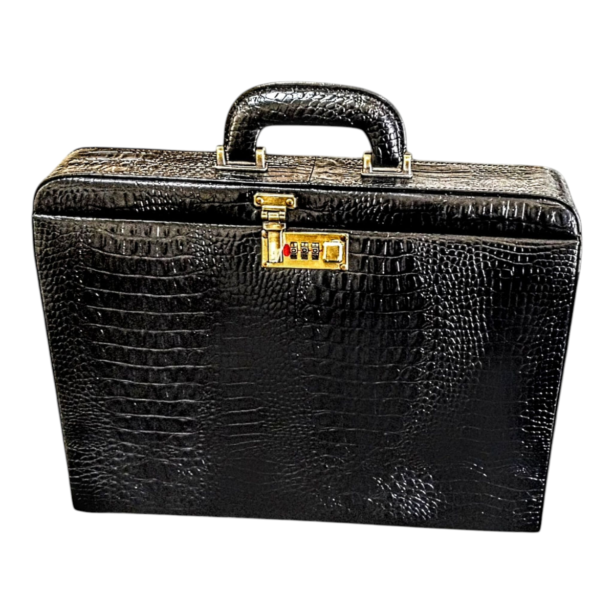 Maleta Notebook Genova - Couro Jacaré Preto/Forro Veludo CC 10x sem juros/Pix 15% desconto