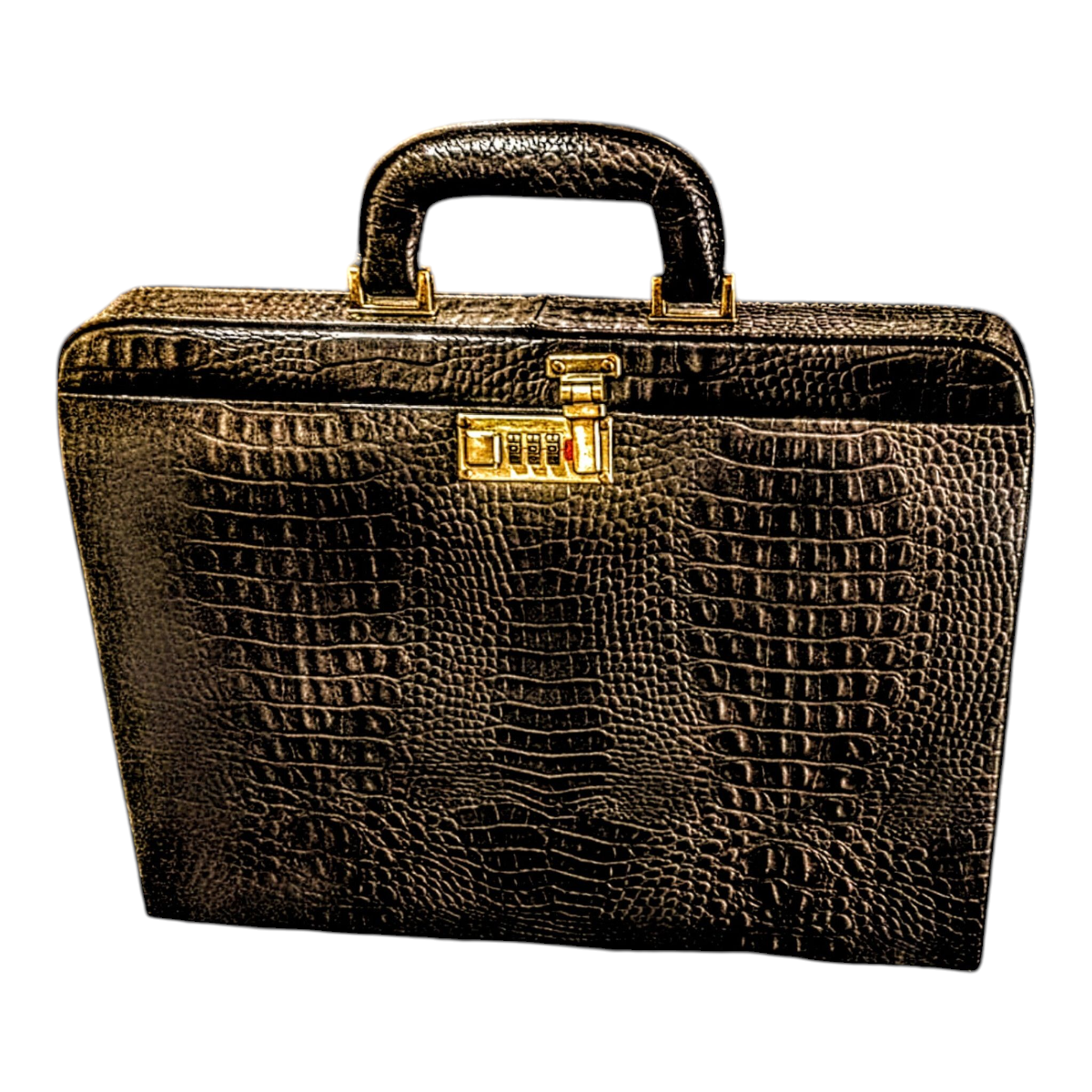 Maleta Notebook Milano - Couro Jacaré Marrom/Forro Veludo Cc 10x sem juros/Pix 15% desconto