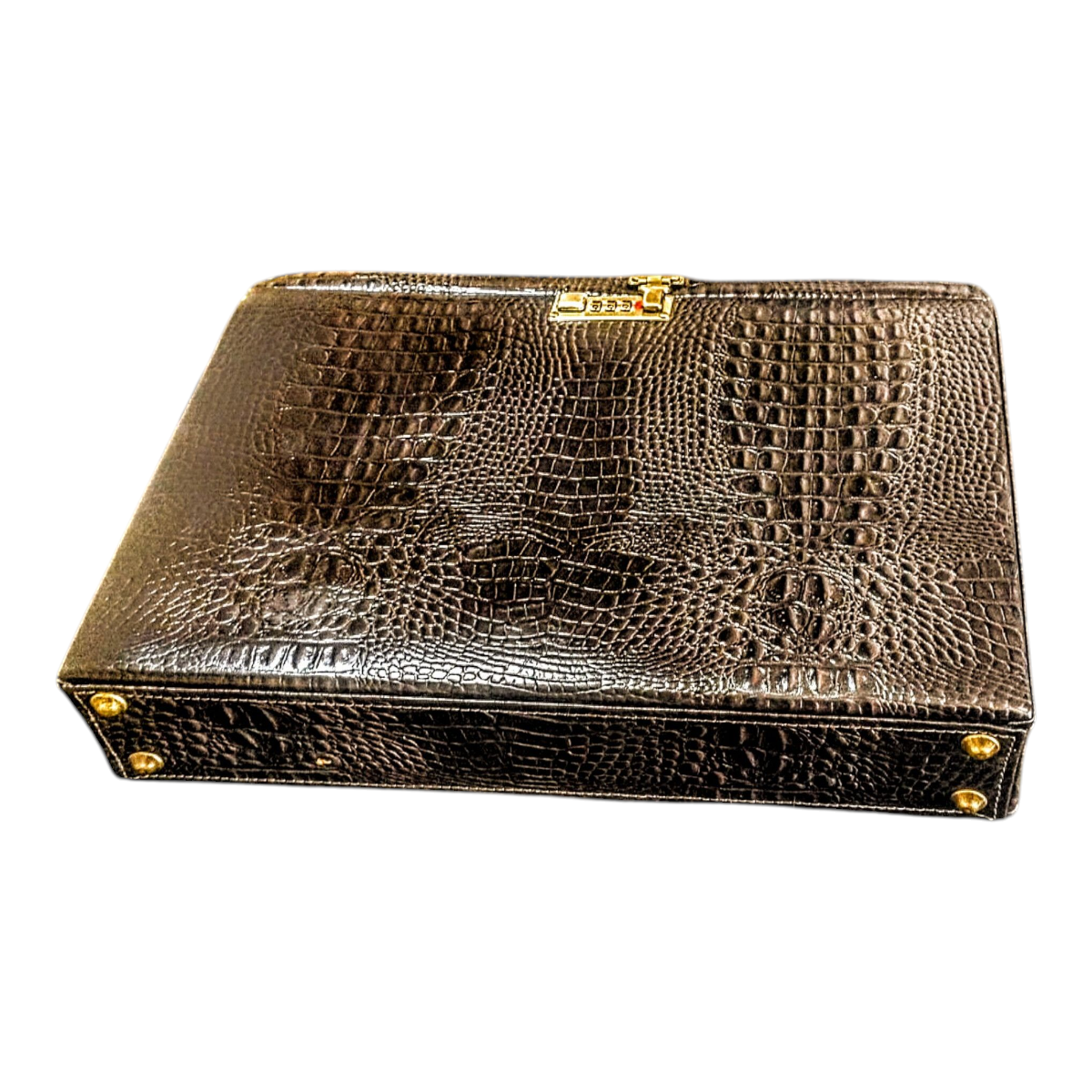 Maleta Notebook Milano - Couro Jacaré Marrom/Forro Veludo Cc 10x sem juros/Pix 15% desconto - Imagem 4