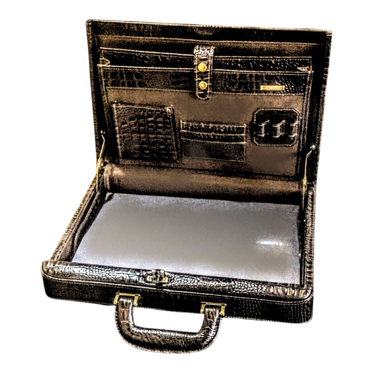 Maleta Notebook Milano - Couro Jacaré Marrom/Forro Veludo Cc 10x sem juros/Pix 15% desconto - Imagem 8