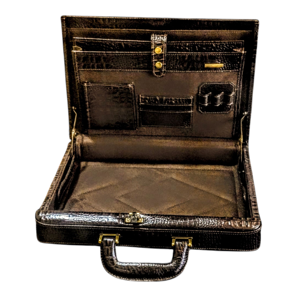 Maleta Notebook Milano - Couro Jacaré Marrom/Forro Veludo Cc 10x sem juros/Pix 15% desconto - Imagem 9
