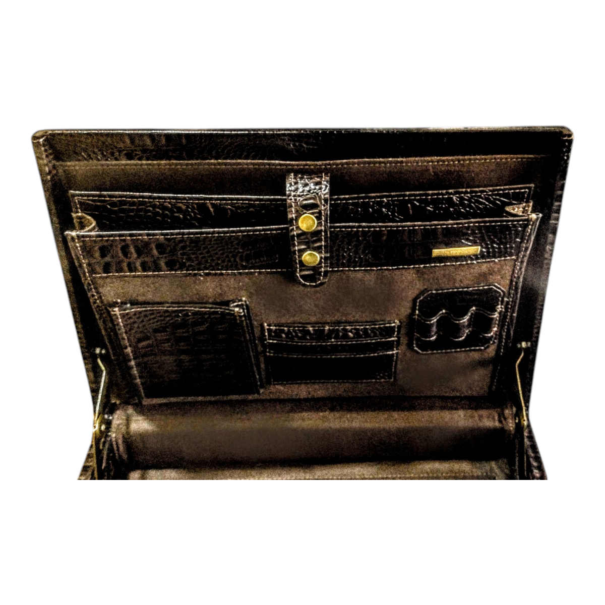 Maleta Notebook Milano - Couro Jacaré Marrom/Forro Veludo Cc 10x sem juros/Pix 15% desconto - Imagem 7