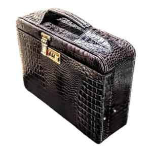 Maleta Médica Cannes - Couro Jacaré Marrom/Forro Veludo CC 10x sem juros/Pix 15% desconto