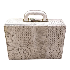 Maleta Médica Bolonha - Couro Jacaré Branco/Forro Veludo cc 10xsem juros , Pix 15%desconto/