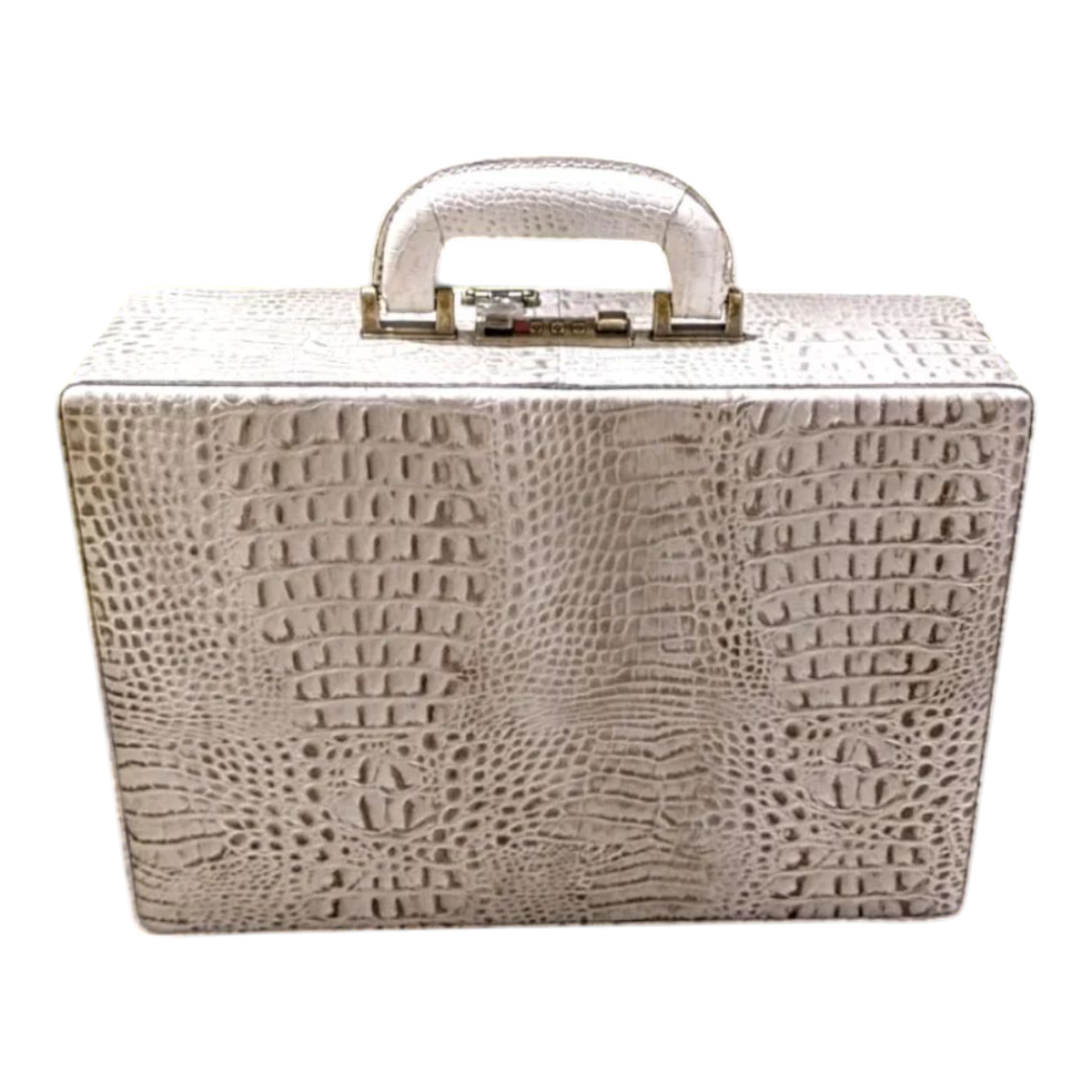 Maleta Médica Bolonha - Couro Jacaré Branco/Forro Veludo cc 10xsem juros , Pix 15%desconto/
