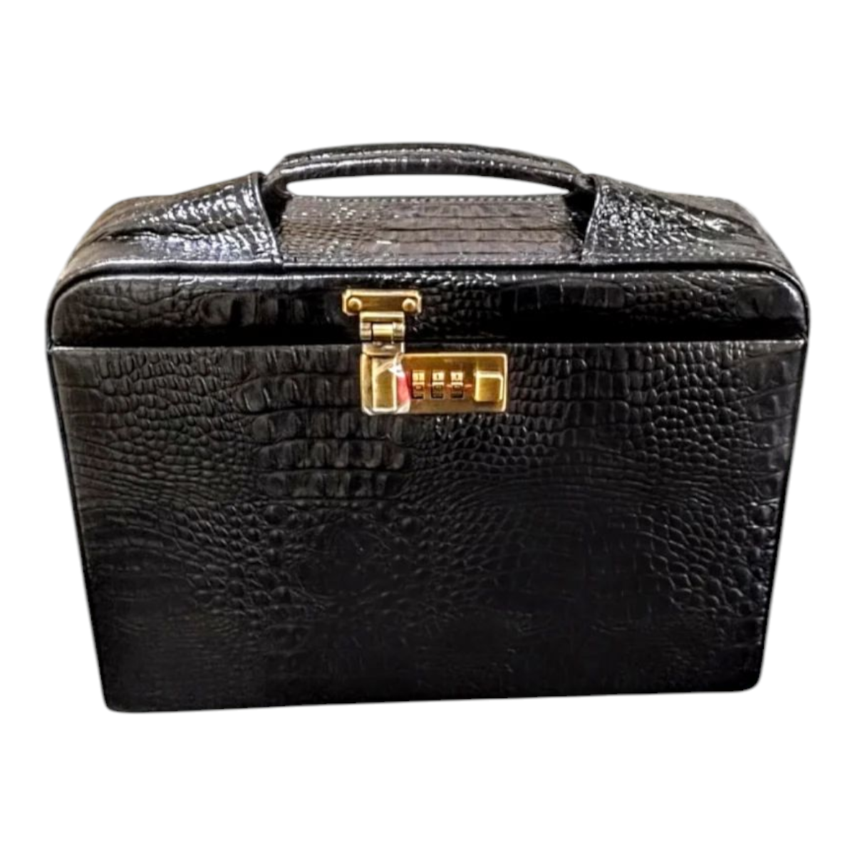Maleta Médica Cannes - Couro Jacaré Preto/Forro Veludo CC 10x sem juros/Pix 15% desconto