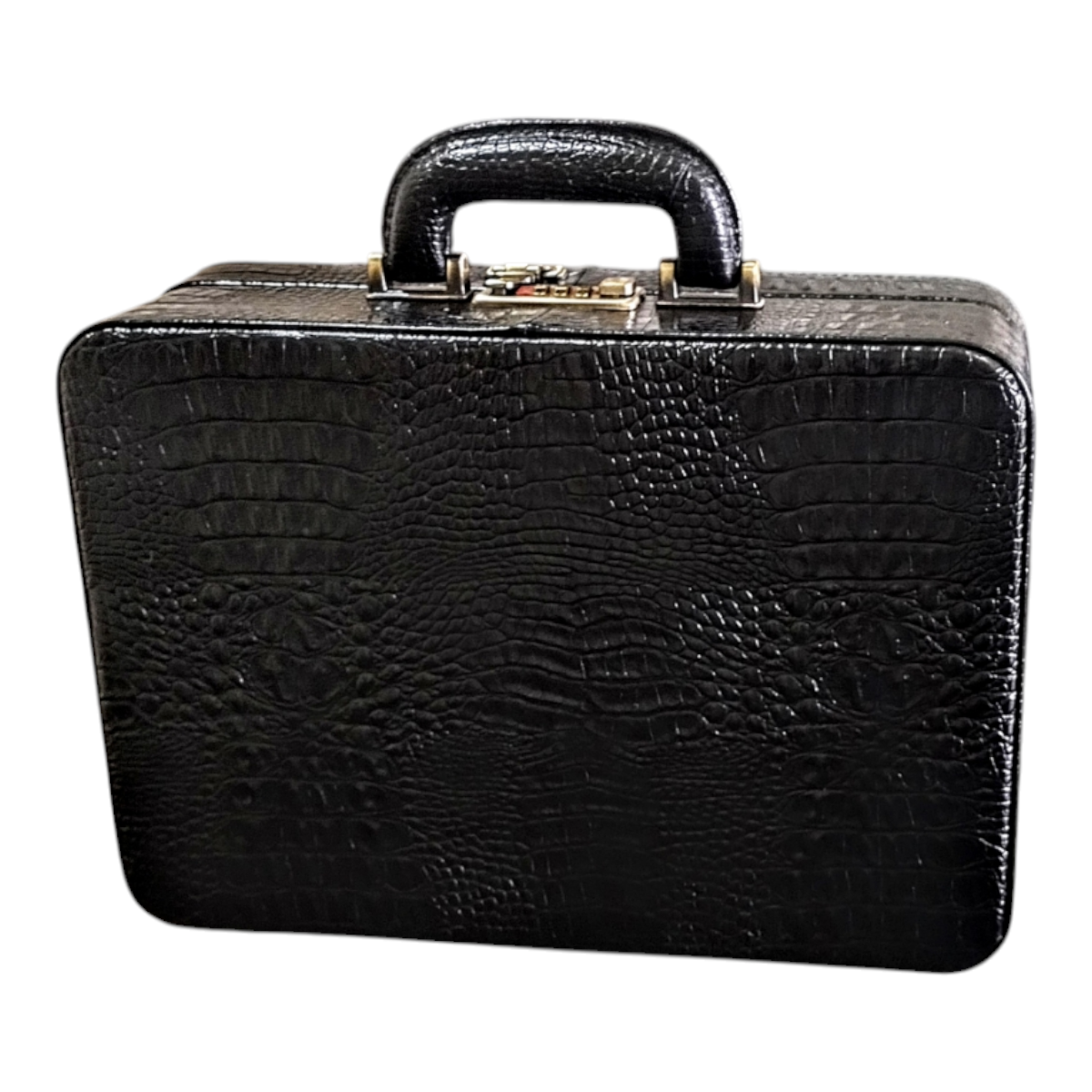 Maleta Médica Verona - Couro Jacaré Preto/Forro Veludo CC 10x sem juros/Pix 15%desconto