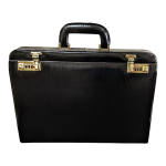 Maleta Notebook Roma - Couro Clássico Preto/Forro Veludo Grafite CC 10x sem juros/Pix 15% desconto