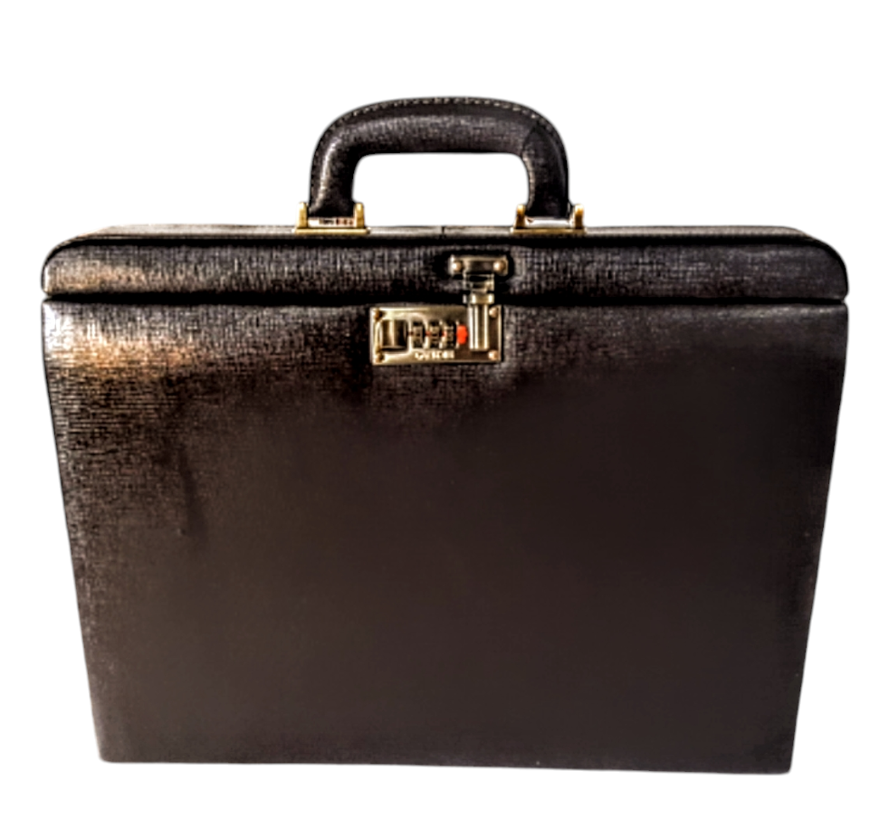 Maleta Notebook Milano - Couro Clássico Preto/Forro Veludo Grafite CC 10x sem juros/Pix 15%desconto