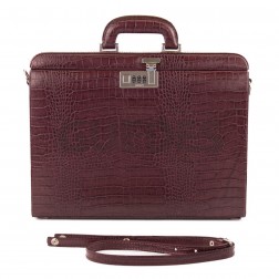 Maleta Feminina Provence - Couro Jacaré Burgundy/Forro Veludo Bordo CC 10x sem juros ou 15%desconto a vista