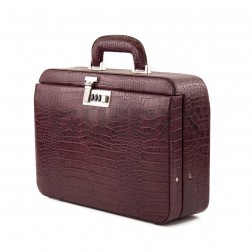 Maleta Médica Veneza - Couro Jacaré Burgundy/Forro Veludo CC 10x sem juros/Pix 15%desconto