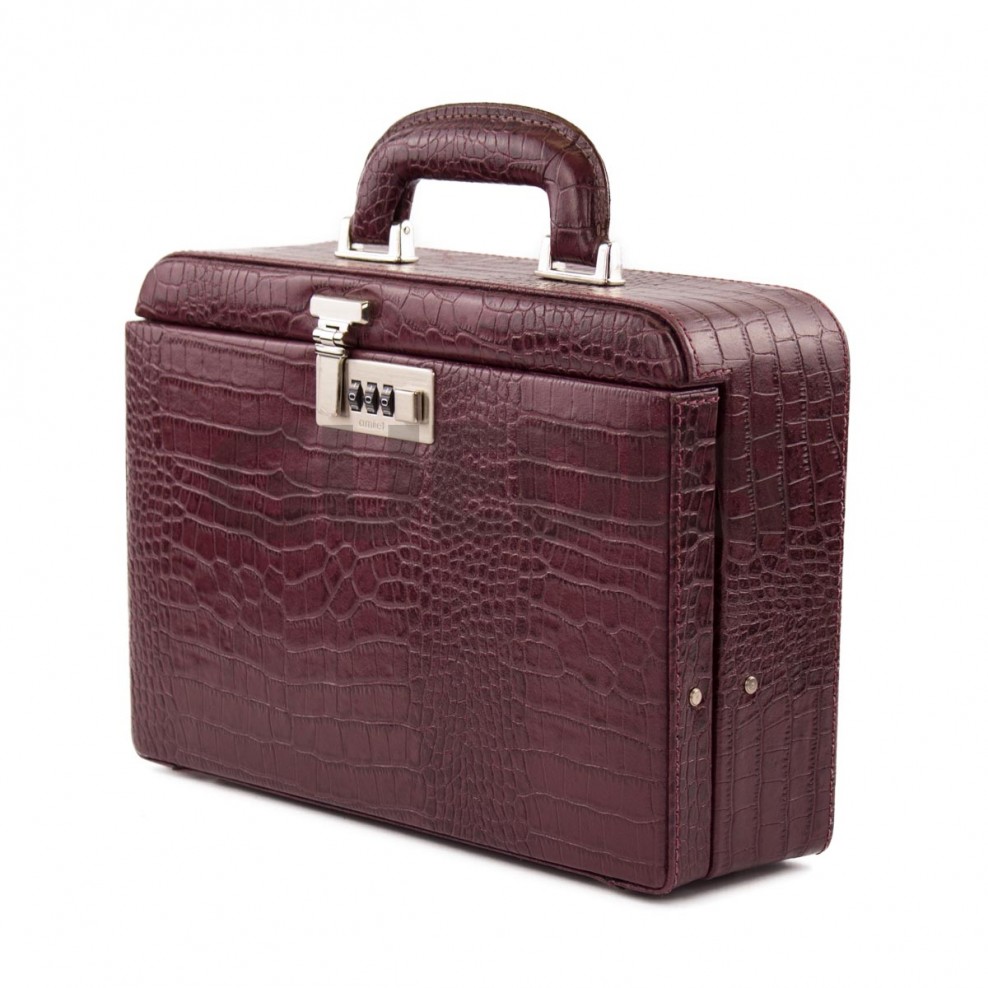 Maleta Médica Grenoble - Couro Jacaré Burgundy/Forro Veludo CC 10x sem juros/Pix 15%desconto