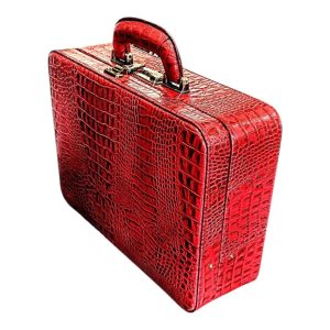 Maleta Médica Verona - Couro Croco Vermelho/Forro Veludo CC 10x sem juros/Pix 15%desconto