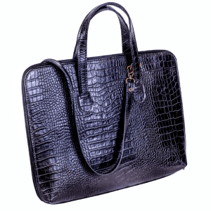 Pasta Notebook Paris - Couro croco preto CC 10x sem juros/Pix 15% desconto