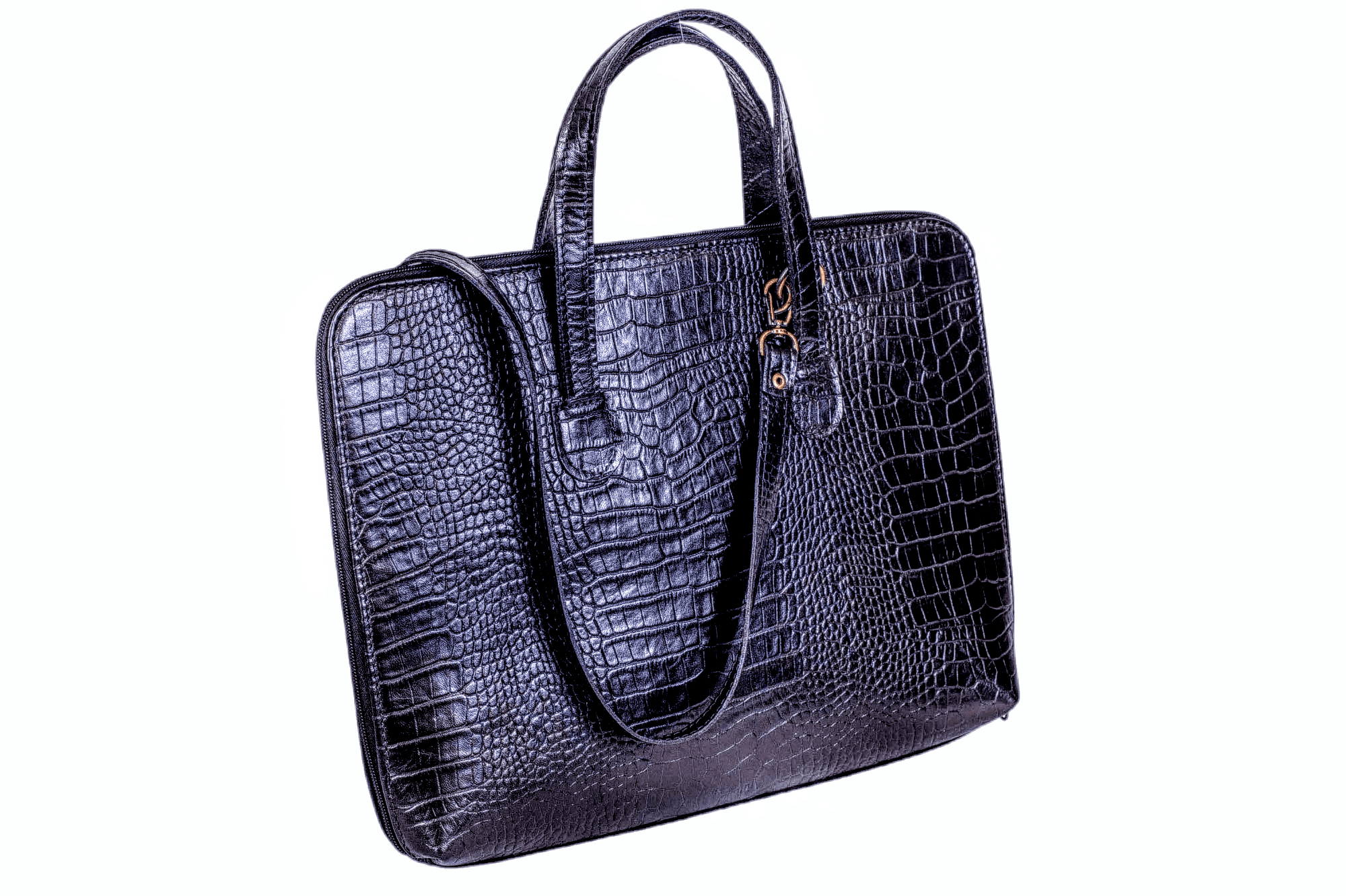 Pasta Notebook Paris - Couro croco preto CC 10x sem juros/Pix 15% desconto