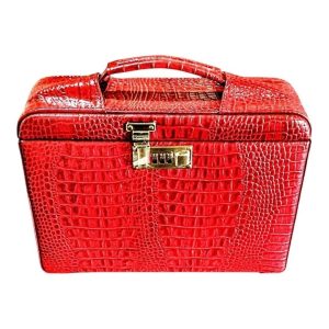 Maleta Médica Cannes - Couro Croco Vermelho/Forro Veludo CC 10x sem juros/Pix 15% desconto
