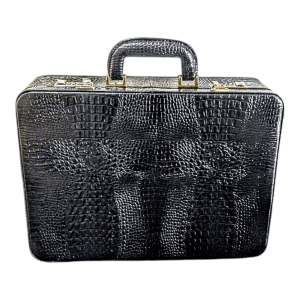 Maleta Notebook Siena - Couro Croco Preto Forro Veludo CC 10x sem juros ou 15% desconto a vista