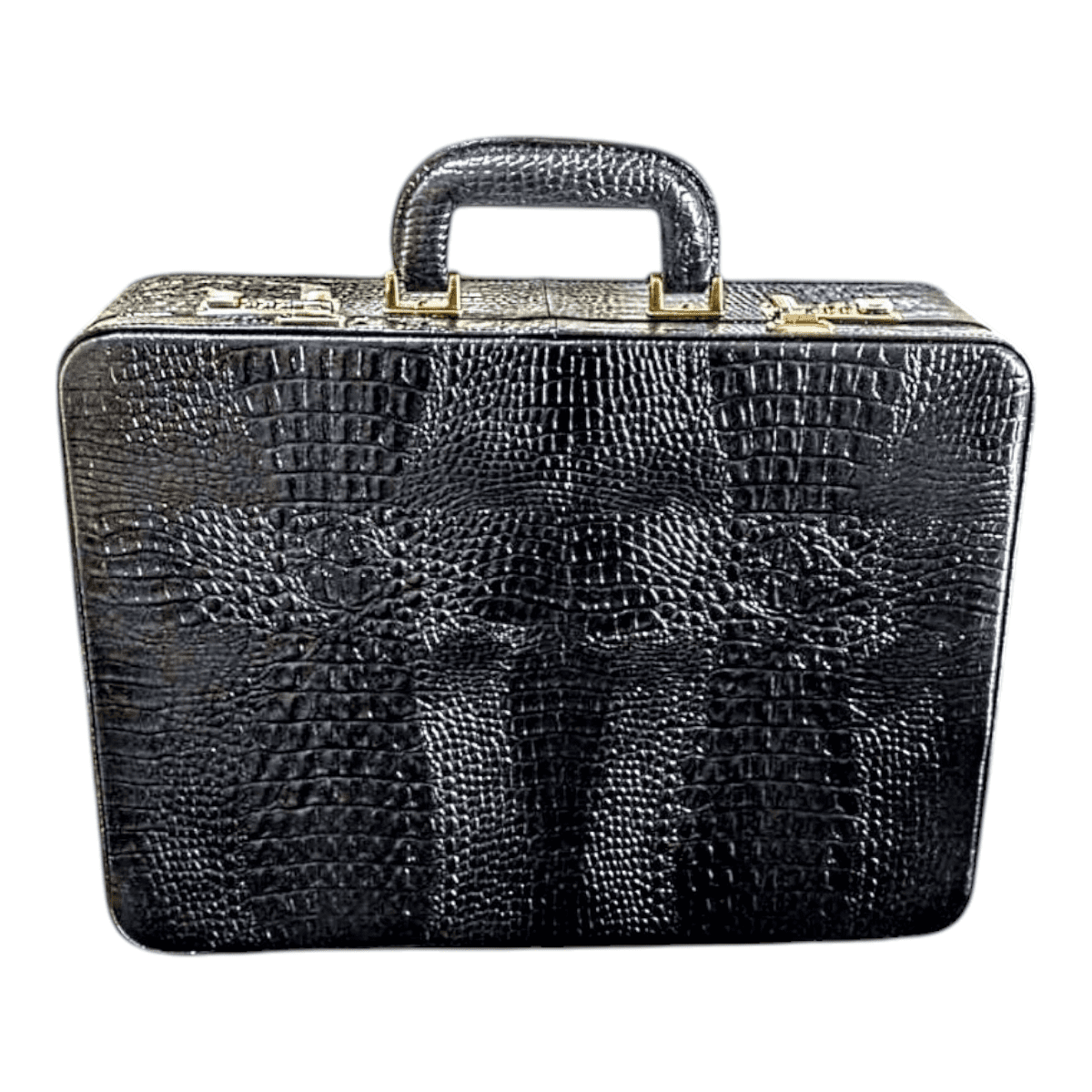 Maleta Notebook Siena - Couro Croco Preto Forro Veludo CC 10x sem juros ou 15% desconto a vista